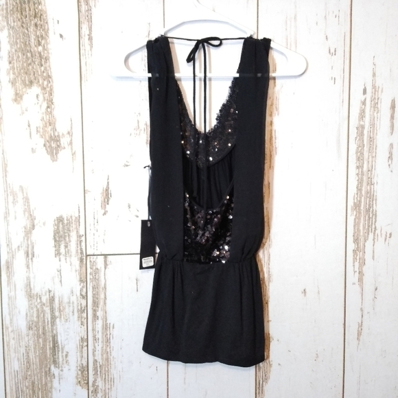 BKE Buckle black blouse Black Label sequine shimmer top size XS NWT - Picture 5 of 5